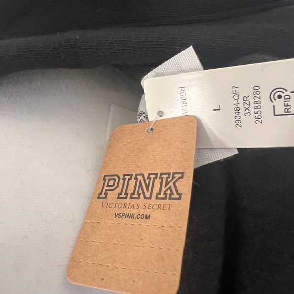 PINK Victoria's Secret Black Hoodie with White Accents - Picture 3 of 7